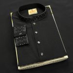 (CODE: 403) এলিগ্যান্ট এম্ব্রয়ডারি জাফরান পাঞ্জাবী - Image 3