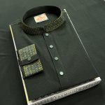 (CODE: 404) এলিগ্যান্ট এম্ব্রয়ডারি জাফরান পাঞ্জাবী - Image 3