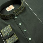 (CODE: 404) এলিগ্যান্ট এম্ব্রয়ডারি জাফরান পাঞ্জাবী - Image 2