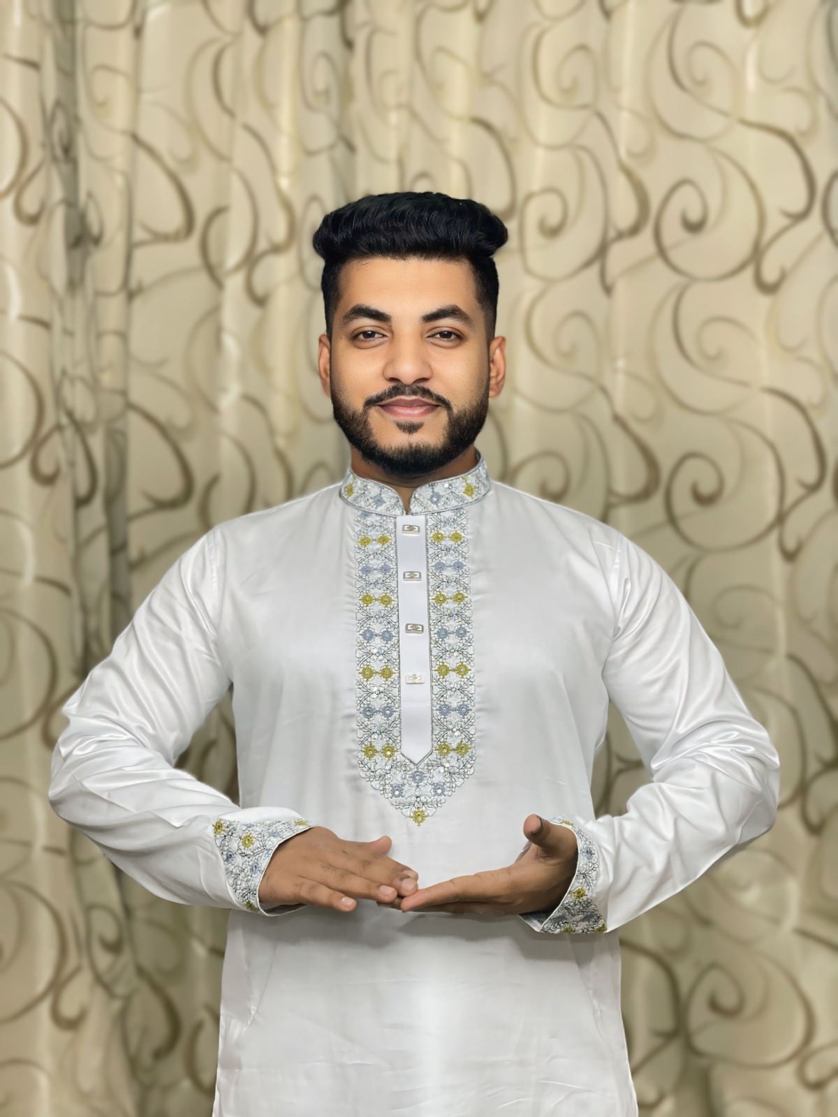 911 অরজিনাল প্লেন সাটন কটন সুতি কাপড় পাঞ্জাবি (CODE: 911) - Image 1