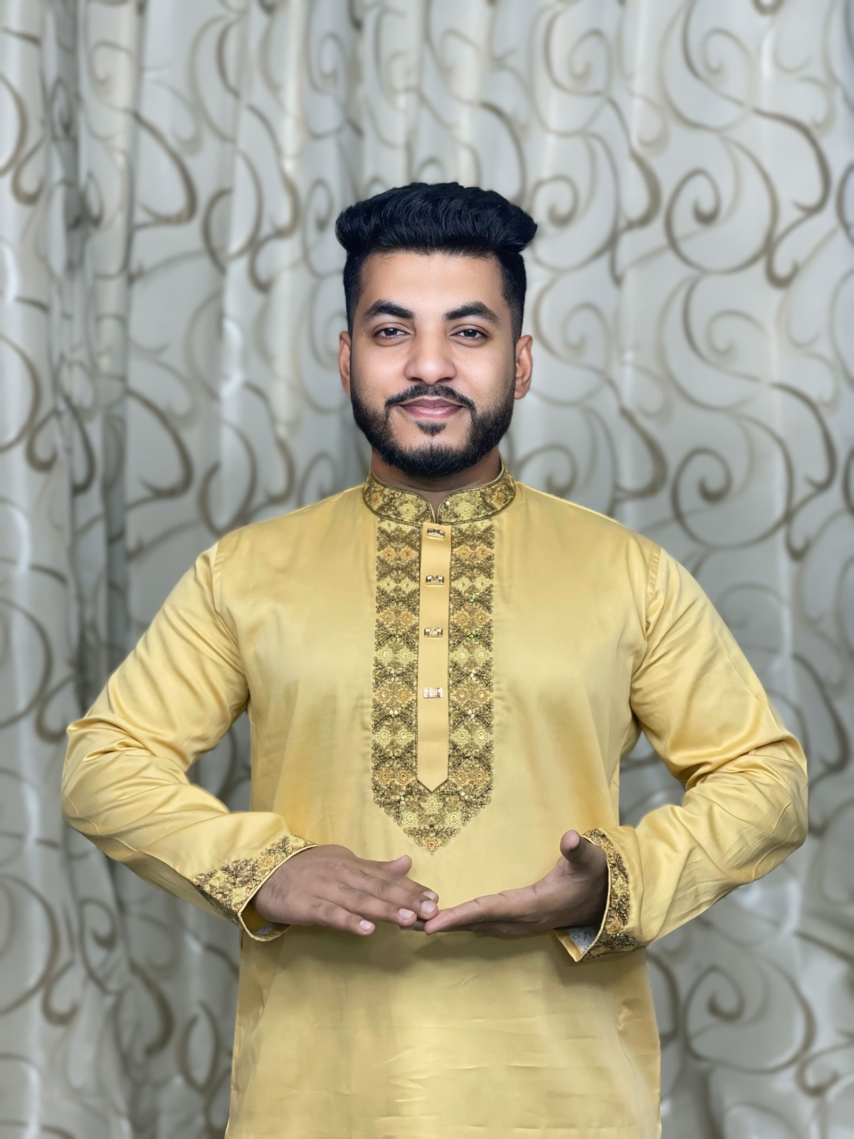 912 অরজিনাল প্লেন সাটন কটন সুতি কাপড় পাঞ্জাবি (CODE: 912) - Image 1