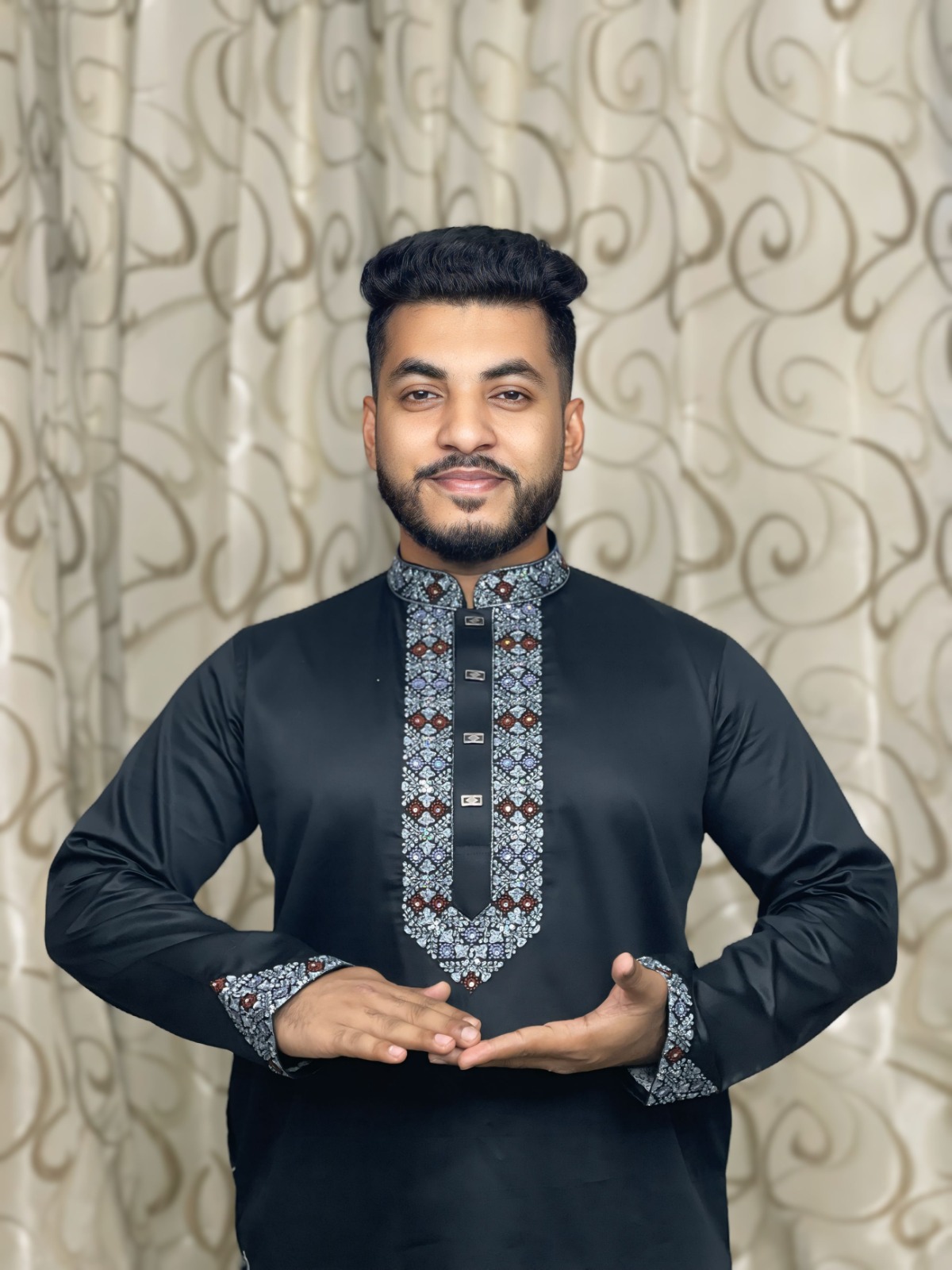 914 অরজিনাল প্লেন সাটন কটন সুতি কাপড় পাঞ্জাবি (CODE: 914) - Image 1