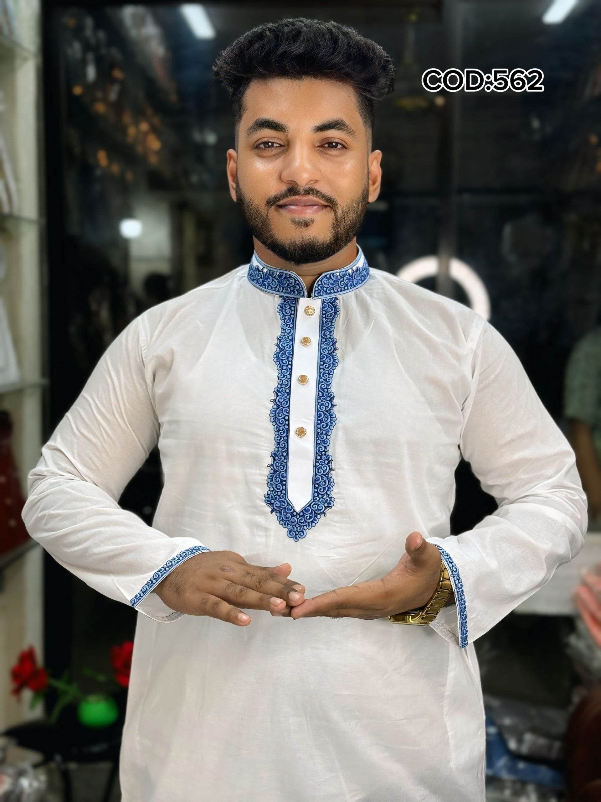 562 আদি ধুতি কটন কাপড়ের পাঞ্জাবি (CODE: KB= 562) - Image 1
